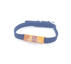 Chapita pasador de gatos anodizada color naranja + collar elastizado negro - comprar online