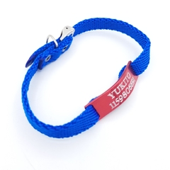 Chapitas Gatos Pasador Rojo + Collar De 1 Cm Reforzado Azul en internet