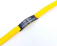 Chapita Gato Pasador Negro + Collar 1 Cm Reforzado Amarillo en internet
