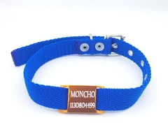 Chapita Pasador anodizado naranja + collar 2cm azul