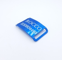 Chapita Pasador anodizado para collares de 3cm de ancho color azul