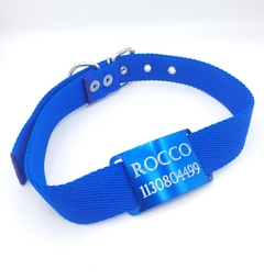 Chapita Perros Pasante + Collar 3cm AZUL en internet