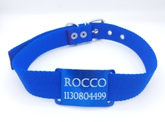 Chapita Perros Pasante + Collar 3cm AZUL
