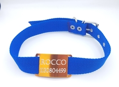 Chapitas Perros Pasador NARANJA Con Collar AZUL De 3cm en internet