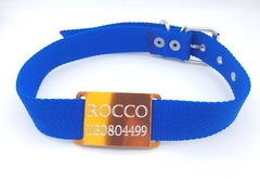 Chapitas Perros Pasador NARANJA Con Collar AZUL De 3cm