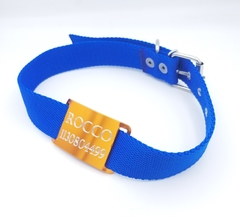 Chapitas Perros Pasador NARANJA Con Collar AZUL De 3cm - comprar online