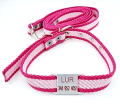 Chapita pasador para collares de 2cm de ancho + Collar + Correa COSMO