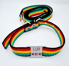 Chapita pasador para collares de 2cm de ancho + Collar + Correa JAMAICA