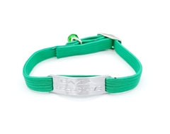 Chapita pasador de gatos natural+ Collar elastizado verde