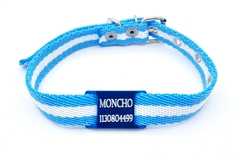 Chapita pasador para collares de 2cm de ancho AZUL + collar Argentina - comprar online