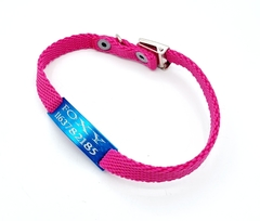 Chapita Gato Pasador TURQUESA + Collar 1 Cm Reforzado FUCSIA - comprar online