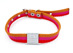 Chapita pasador para collares de 2cm con grabado natural + collar tricolor