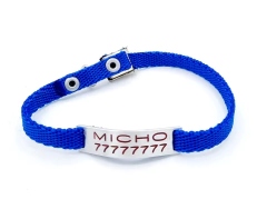 Chapita pasador para gatos + Collar reforzado Azul - Medallas para Perros