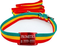 Chapita pasador para collares de 3cm de ancho rojo+ Collar + Correa Bolivia