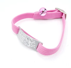 Chapita pasador de gatos natural+ Collar elastizado Rosa en internet