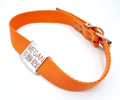 Chapita pasador para collares de 3cm de ancho + collar color naranja con punta de acero - comprar online