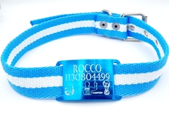 Chapita de aluminio anodizado ARGENTINA CAMPEON+Collar de Argentina Edicion Limitada