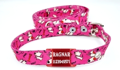 Chapita pasador para collares de 2cm de ancho + Collar + Correa estampado perrito - comprar online