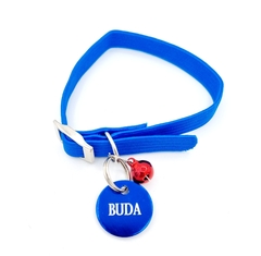Chapita Perro Chico O Gato De Color azul + Collar 1 Cm Elastizado azul - comprar online
