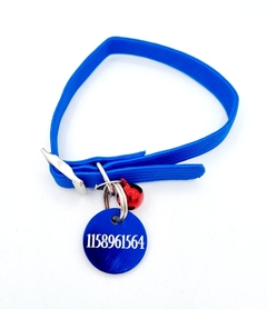 Chapita Perro Chico O Gato De Color azul + Collar 1 Cm Elastizado azul en internet