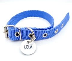 Chapita Miniroda letras en azul - Medallas para Perros