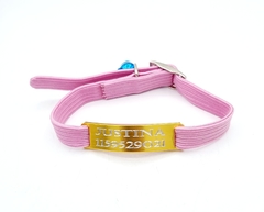 Chapita pasador de gatos dorada+ Collar elastizado rosa