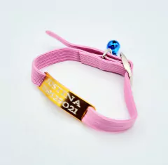 Chapita pasador de gatos dorada+ Collar elastizado rosa en internet