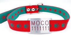 Chapita pasador para collares de 3cm de ancho rojo+ Collar HUELLA ROJO VERDE - comprar online