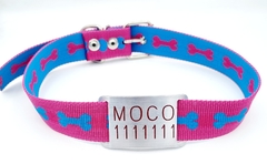 Chapita pasador para collares de 3cm de ancho rojo+ Collar HUESO FUCSIA CELESTE - comprar online
