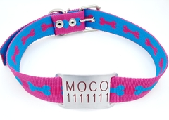 Chapita pasador para collares de 3cm de ancho rojo+ Collar HUESO FUCSIA CELESTE en internet