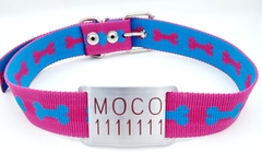 Chapita pasador para collares de 3cm de ancho rojo+ Collar HUESO FUCSIA CELESTE