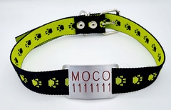 Chapita pasador para collares de 3cm de ancho rojo+ Collar HUELLA NEGRO VERDE M - comprar online
