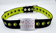 Chapita pasador para collares de 3cm de ancho rojo+ Collar HUELLA NEGRO VERDE M