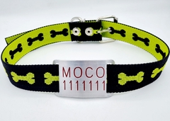Chapita pasador para collares de 3cm de ancho rojo+ Collar HUESO NEGRO VERDE M
