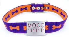 Chapita pasador para collares de 3cm de ancho rojo+ Collar HUESO VIOLETA NARANJA