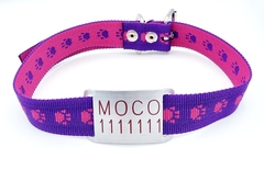 Chapita pasador para collares de 3cm de ancho rojo+ Collar HUELLA VIOLETA FUCSIA - comprar online