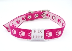 Chapita pasador para collares de 2cm de ancho + collar HUELLA ROSA FUCSIA - comprar online