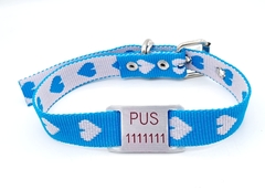 Chapita pasador para collares de 2cm de ancho + collar CORAZON CELESTE BLANCO en internet
