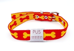 Chapita pasador para collares de 2cm de ancho + collar HUESO ROJO AMARILLO - comprar online