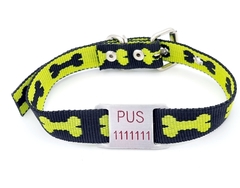 Chapita pasador para collares de 2cm de ancho + collar HUESO NEGRO VERDE MANZANA
