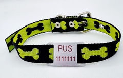 Chapita pasador para collares de 2cm de ancho + collar HUESO NEGRO VERDE MANZANA - comprar online