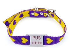 Chapita pasador para collares de 2cm de ancho + collar CORAZON VIOLETA AMARILLO