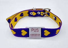 Chapita pasador para collares de 2cm de ancho + collar CORAZON VIOLETA AMARILLO - comprar online