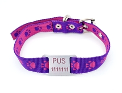 Chapita pasador para collares de 2cm de ancho + collar HUELLA FUCSIA VIOLETA