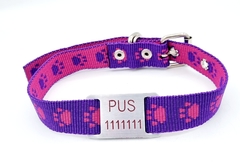 Chapita pasador para collares de 2cm de ancho + collar HUELLA FUCSIA VIOLETA - comprar online