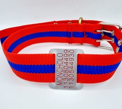 Chapita pasador para collares de 4cm de ancho+2 telefonos+Collar Rojo Azul