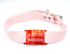 Chapita Pasador anodizado para collares de 3cm de ancho color Rojo + collar ROSA - comprar online