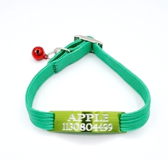 Chapita pasador de gatos VERDE MANZANA+ Collar elastizado VERDE OSCURO - comprar online