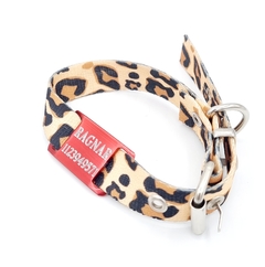 Chapita Perro Chico roja+ Collar Animal Print 2cm De Ancho en internet