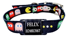 Chapitas Perros Pasador Negro+collar Pacman 2cm Ancho